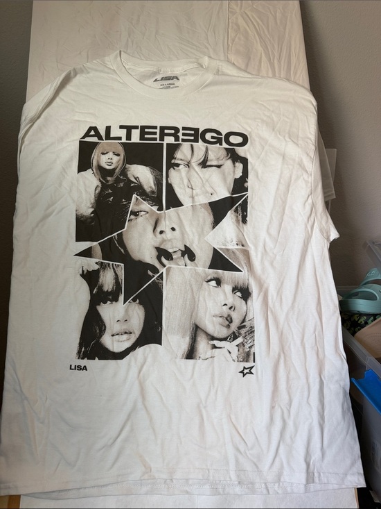 Tops - ALTER EGO 'LISA' Graphic Tee - White with Black Print